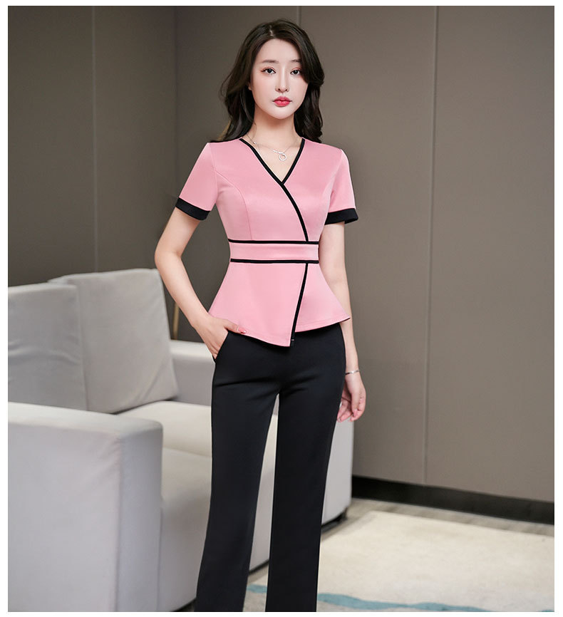 新款按摩足浴技师工作服中袖裤子套装足疗服洗浴浴场沐足店工作服|ru