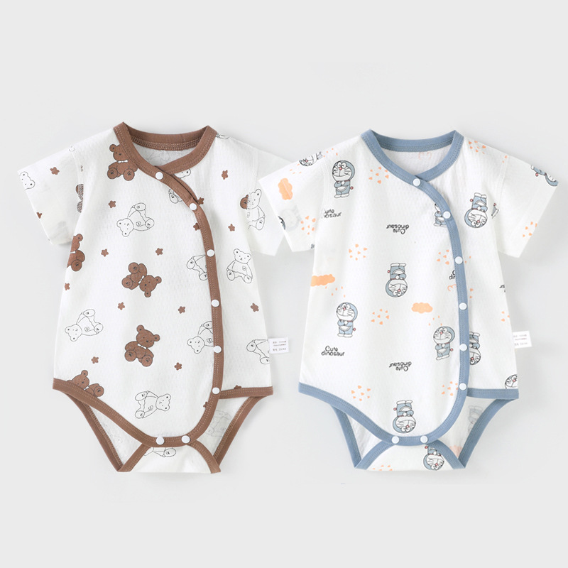 Baby's Fat Clothes Class A Pure Cotton Baby's Triangle Hare Clothes for Boys and Girls Summer Short-sleeved jumpsuit for 0-6 Months Newborn
