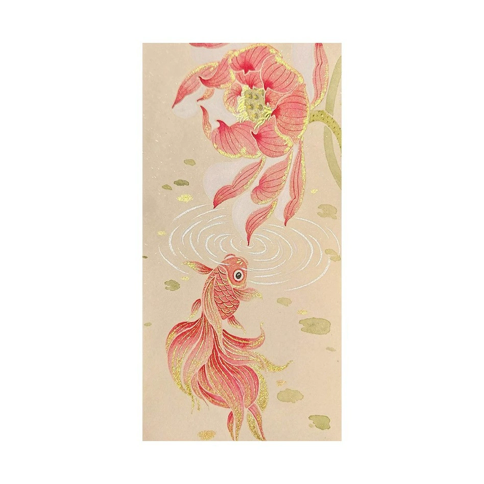 Song Dynasty Aesthetic Hanging Painting Good Luck Koi Entrance Decoration Painting Song Style Creative Living Room Grand Ancient Style Hanging Painting
