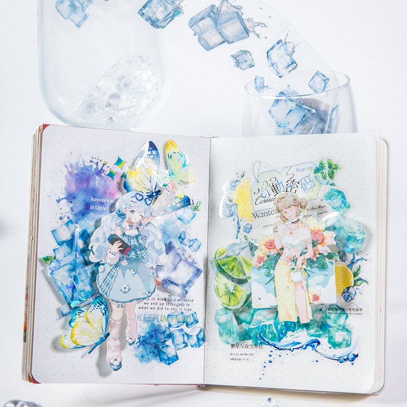 Un buen día PET Die-corted shell light tape añadir hielo triturado serie de hielo tema de mano de material de contabilidad cinta adhesiva