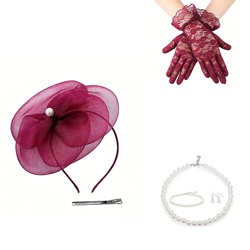 Cross-border popular mesh women's tea party hat with flower embellishments, wedding chapel bridal cocktail hair accessories wholesale