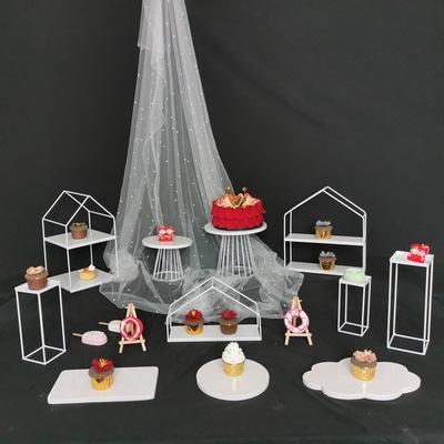 Decoración de mesa de postre de estilo europeo soporte de exhibición bandeja de pastel Decoración de mesa de boda traje creativo té de la tarde Merienda soporte image 16