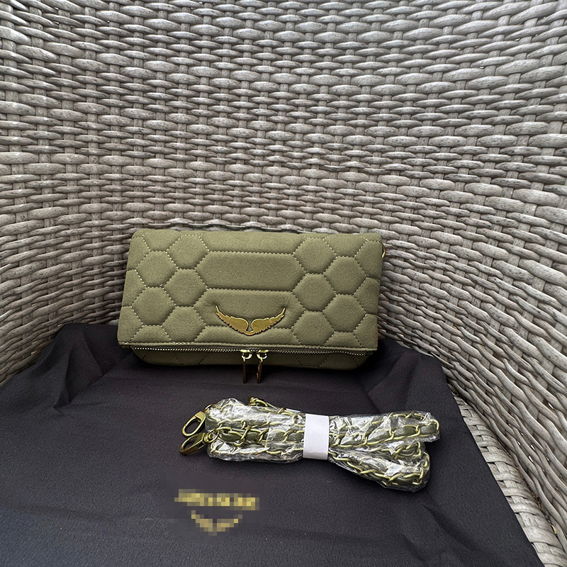 Green nubuck leather embroidery