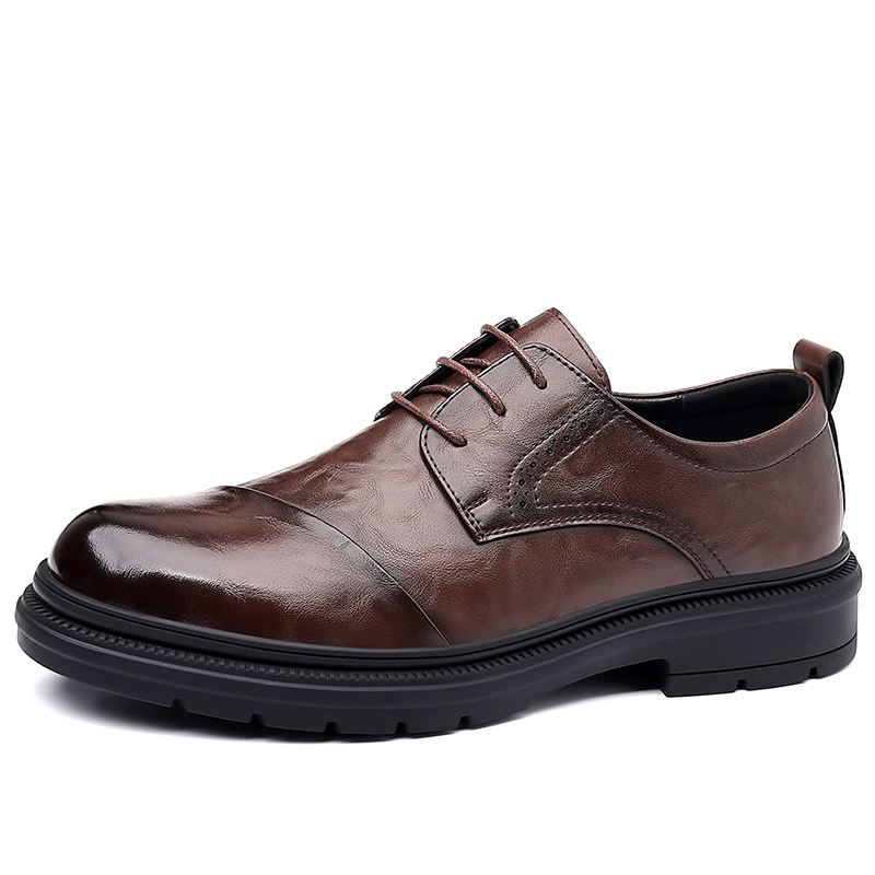 6097 Мужская обувь Спецодежда Повседневная обувь Кожаные туфли с большим носком Весенняя коровья кожа Формальные деловые туфли на открытом воздухе Британский джентльмен Брок