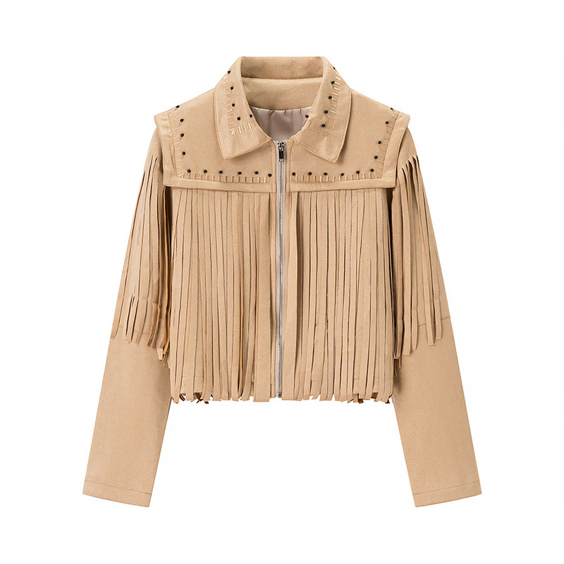 Amazon European and American Foreign Trade Women's New Tassel Jacket Women's Imitation Suede Short Jacket