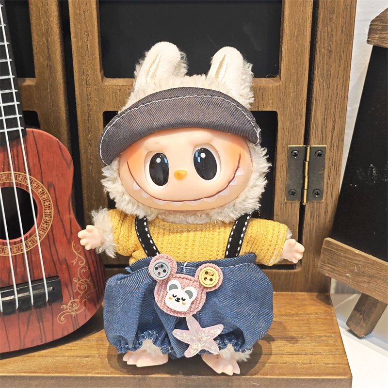 Labubu ベビー服ビニールラブブ 17 センチメートル人形かわいいドレスアップカジュアルスーツスカートぬいぐるみ服|undefined