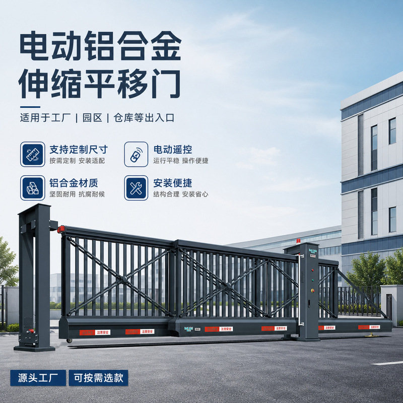 Electric Aluminum Alloy Telescopic Doors for Factories, Linear Doors for Schools and Units, Remote-Controlled Sliding Folding Doors, Sliding Doors