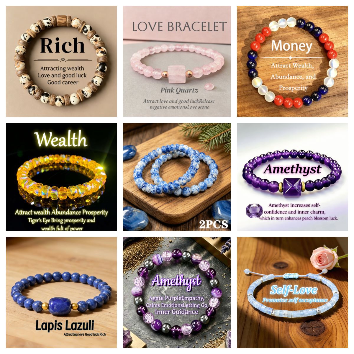 Cross-Border Popular Bracelet, Amethyst Natural Stone Bracelet, Light Luxury Niche Jewelry, European and American Hot-Selling Hand Accessories, New Wholesale Models
