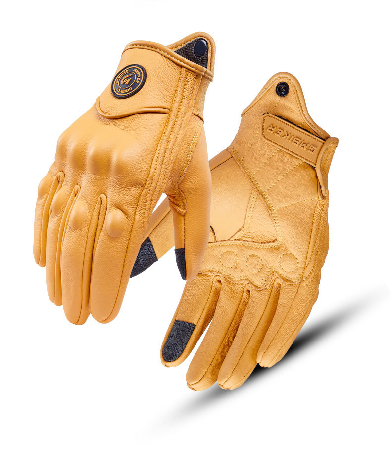Motorcycle Riding Gloves Genuine Leather Sheepskin Half-Finger Breathable Retro Cruising Harley Rider Motorcycle Gear Spring and Summer Season