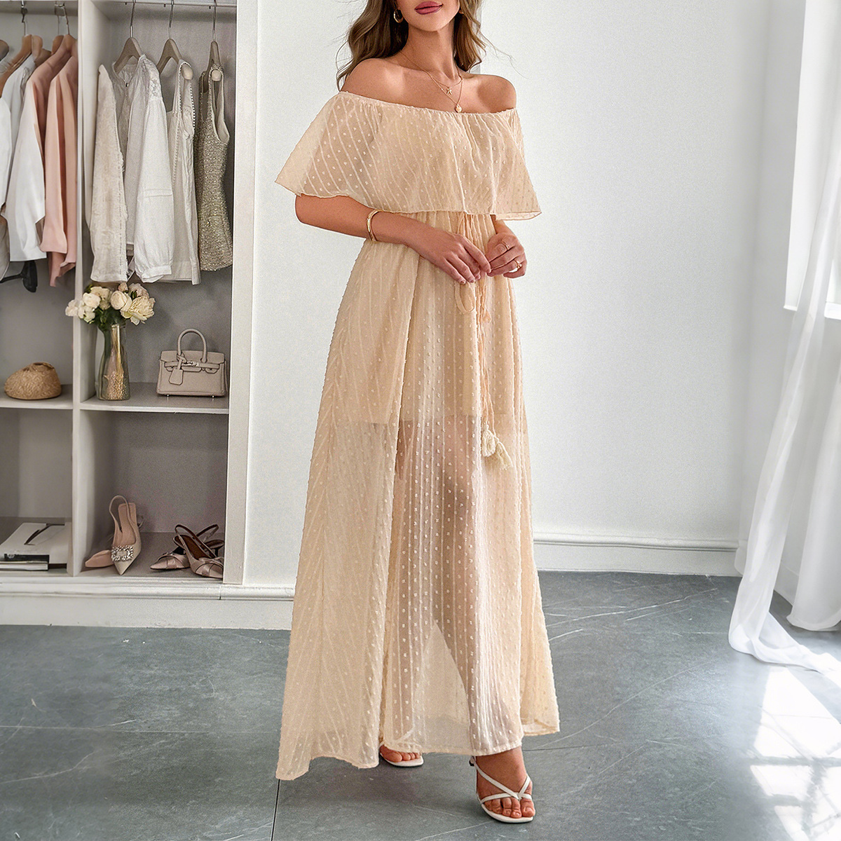 Women's Summer Elegant Short-Sleeve Maxi Dress