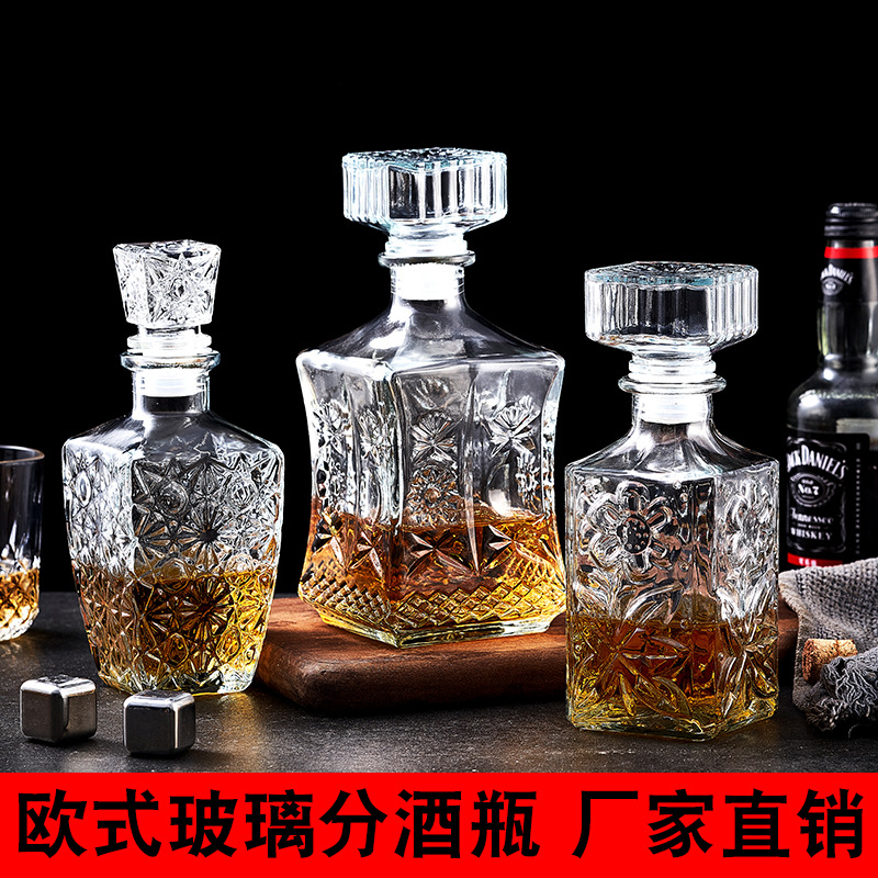 Decantador de Vidrio de Cristal, Sellado, con Tapa, para Vino Tinto y Whisky