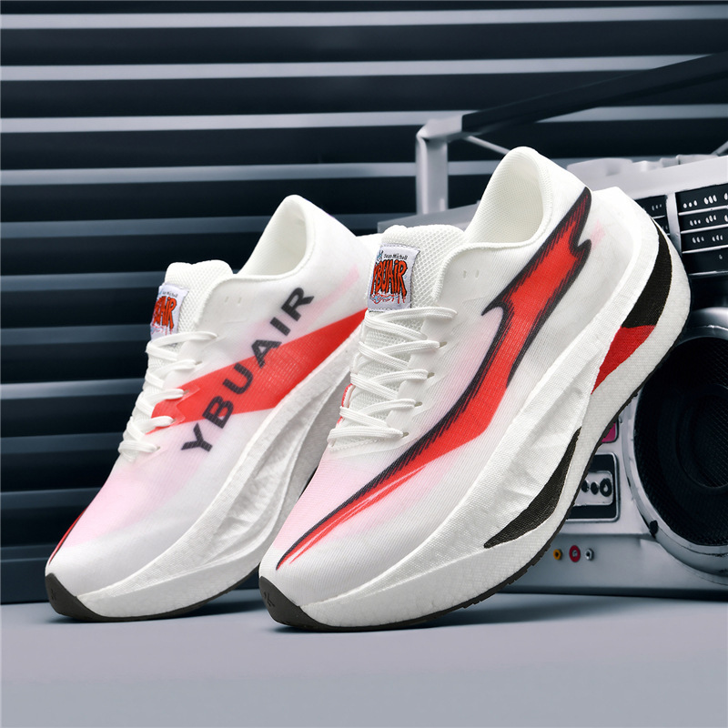 Running Shoes for Men and Women, Double Mesh Fly-Knit Sports Shoes, Lightweight Marathon Running Shoes for Students, Casual White Shoes for Men
