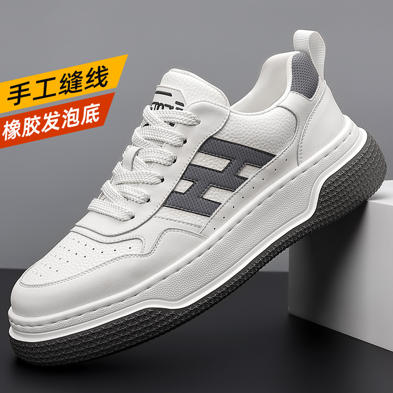 Primavera nuevas zapatillas de deporte para hombre transpirables tendencia coreana ligera absorción de impactos zapatos casuales deportivos zapatos blancos hombres al por mayor