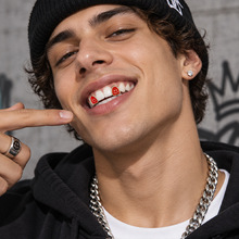 Hiphop单齿装饰牙套爱心笑脸十字架Grillz 跨境爆款嘻哈牙饰批发