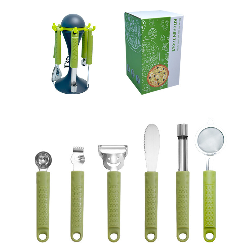 Herramientas de cocina manual 6 piezas de cuchillo de corte de pizza, cuchillo de extracción de núcleo, cuchillo de horneado, cuchillo de peeling de verduras y frutas multifuncional
