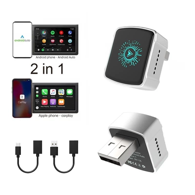 New Colorful Light Wireless Carplay Simsiz CarPlay və Android Auto - k8-silver-adapter-cable-extension-cable