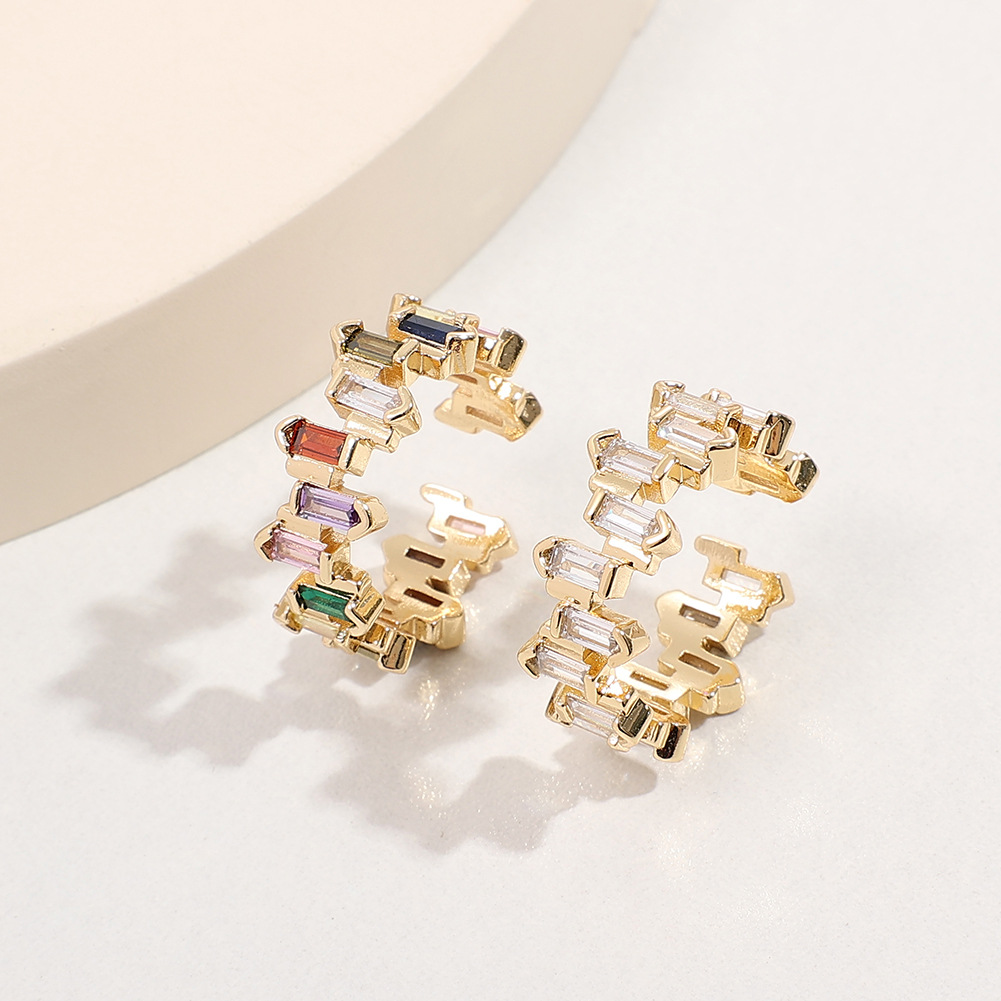 Fashion Geometric Copper Open Ring Plating Zircon Copper Rings