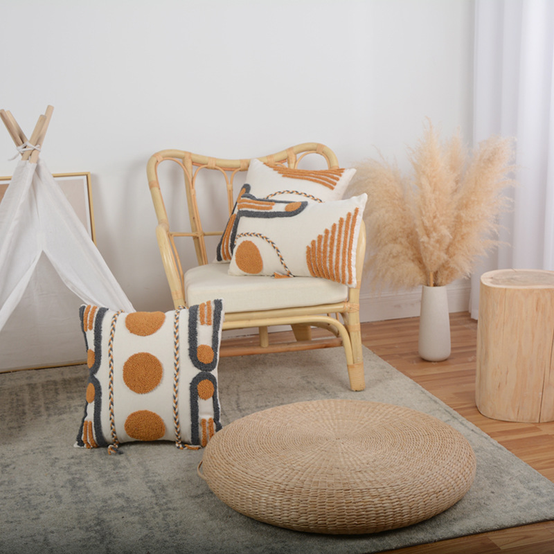 Tufted estilo indio bohemio almohada dormitorio hogar insignia funda de almohada coche sofá cojín funda de almohada