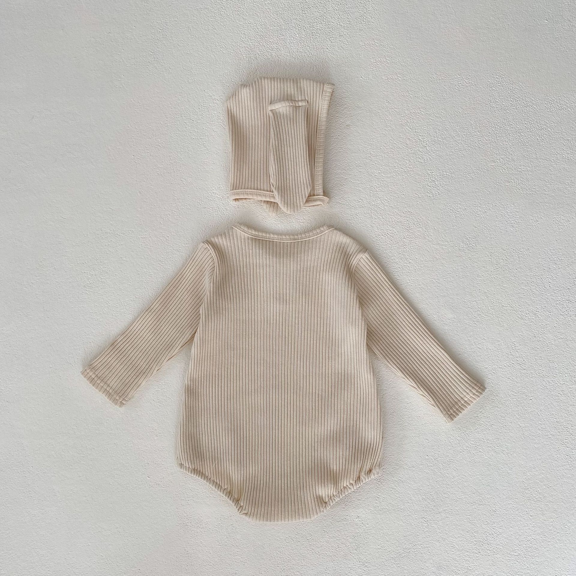 2024 Herbst Mädchen Baby Pit Krawatte Rundhals Langarm Hoodie Overall Dreieck Kletteranzug mit Hut inklusive_voghion.com