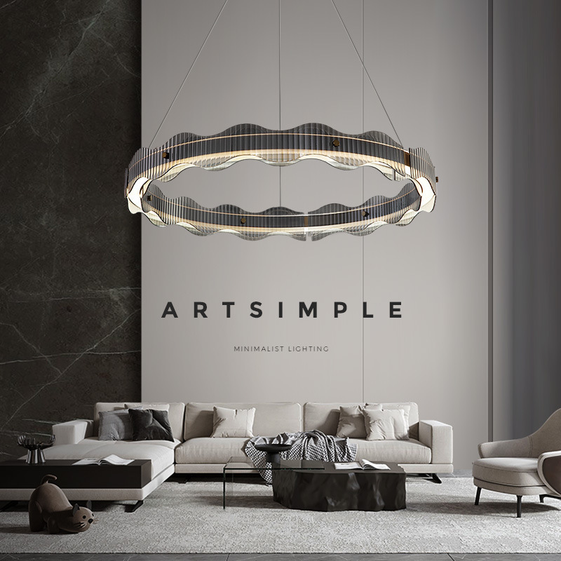 Lámpara de la sala de estar minimalista italiana moderna lujosa atmósfera doméstica de alta gama vidrio redondo simple lámpara de dormitorio comedor