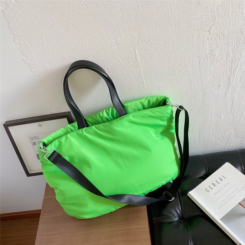 网红demi同款荧光绿休闲尼龙大包2021新款大容量手提单肩斜挎包包|ms