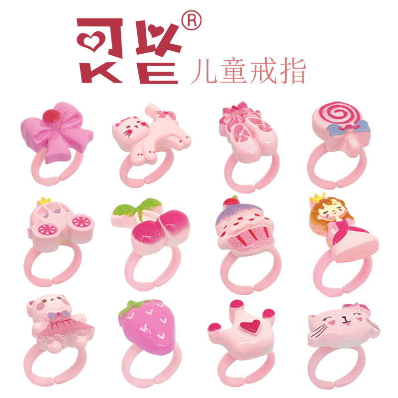 [Can] New Kidsren's Open Ring Cartoon Resin Adjustable Ring Toy Kindergarten Baby Gift