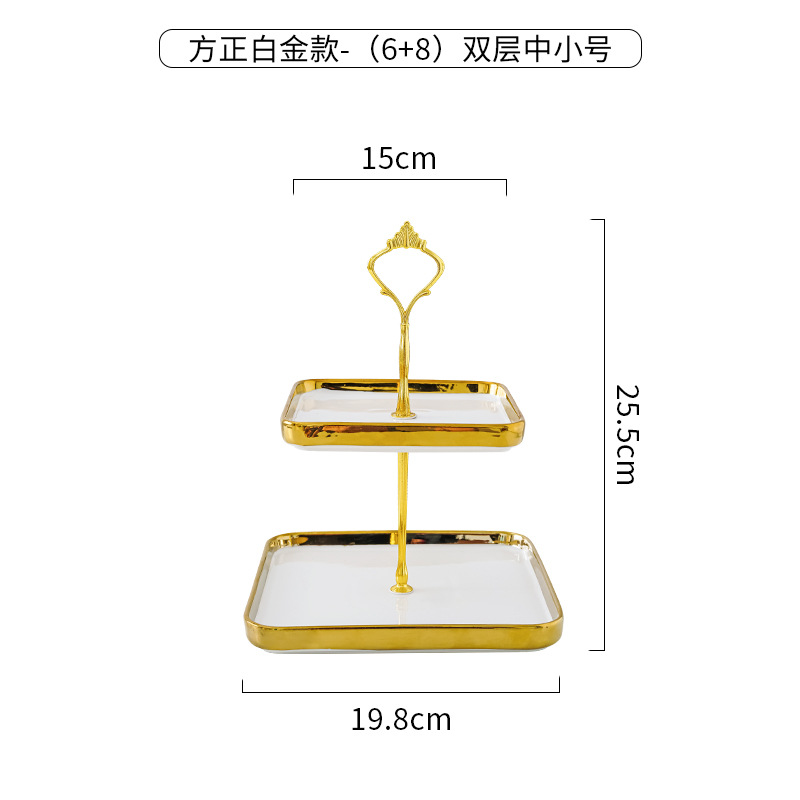 Luz nórdica de lujo de tres capas plato de fruta sala de estar hogar cerámica caramelo merienda plato té de la tarde postre mesa de decoración bandeja