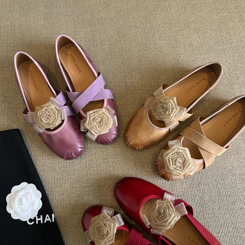 Sheepskin Version ~5Cm French Retro Camellia Flower Mary Jane Shoes for Women 2025 New Versatile Cross Elastic Strap Sheepskin Version ~5Cm French Retro Camellia Flower Mary Jane Shoes for Women 2025 New Versatile Cross Elastic Strap