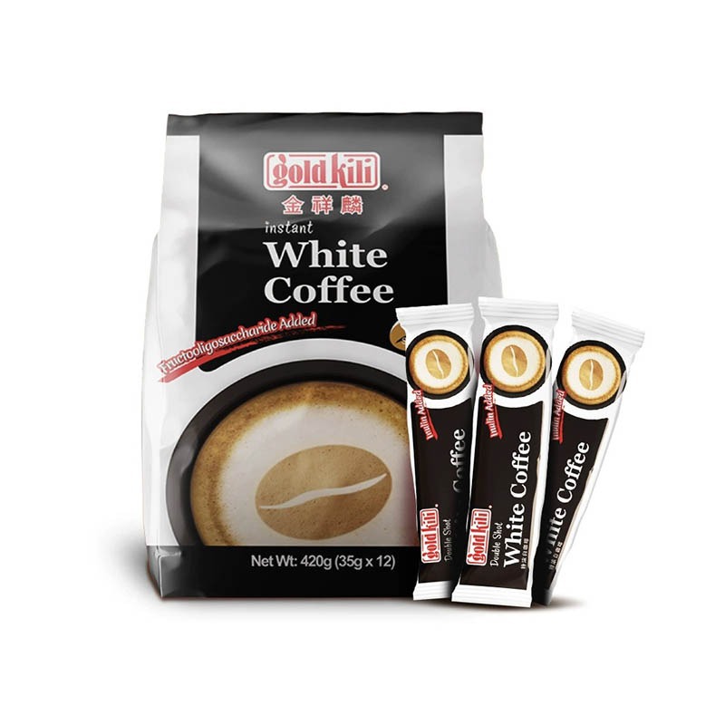新加坡原装进口金祥麟即溶白咖啡固体饮料420g12条便携装办公冲饮