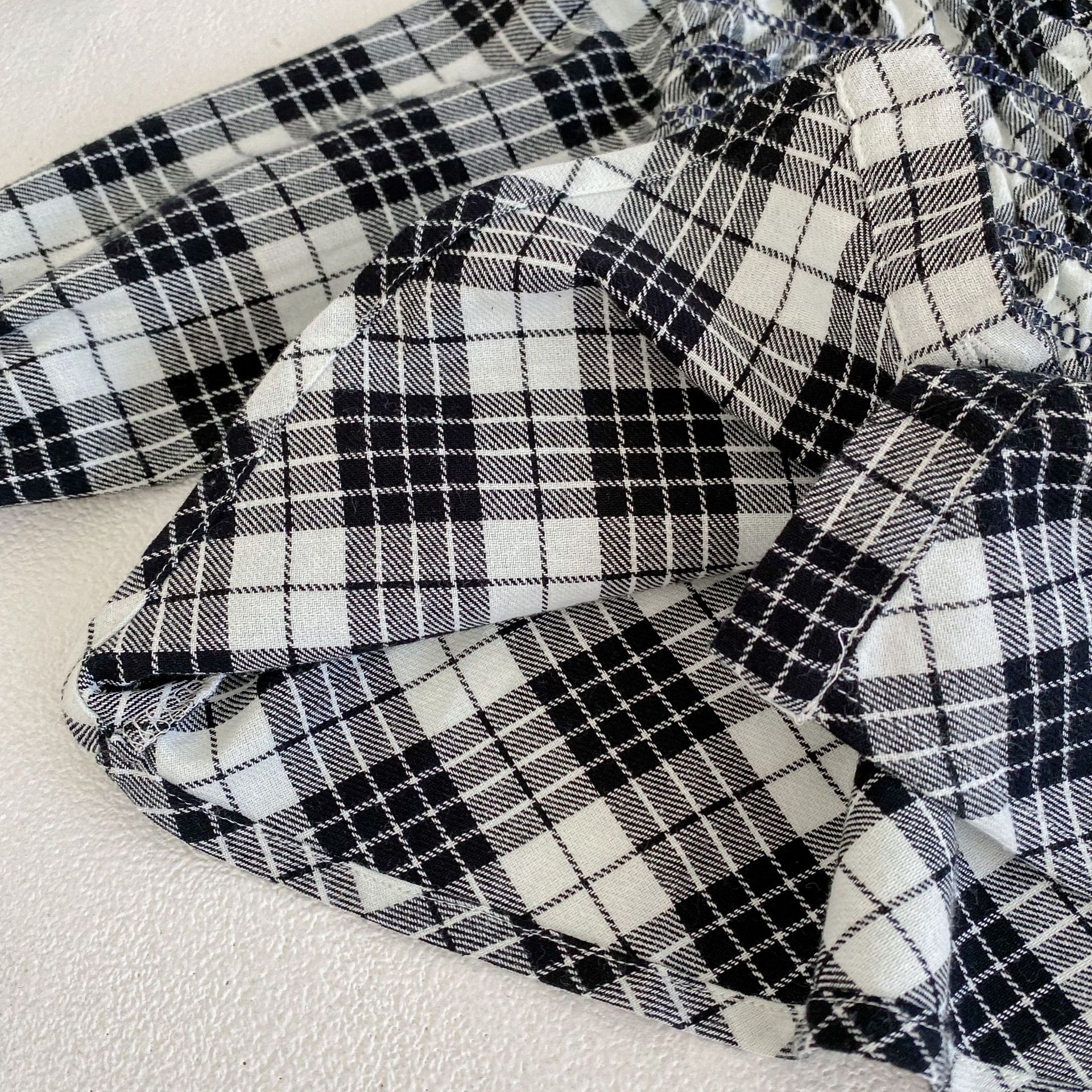 2024 Herbst/Winter Neue Baumwolle Weibliche Baby Karierten Langarm Top Strickjacke + Hose zweiteiliges Set_voghion.com