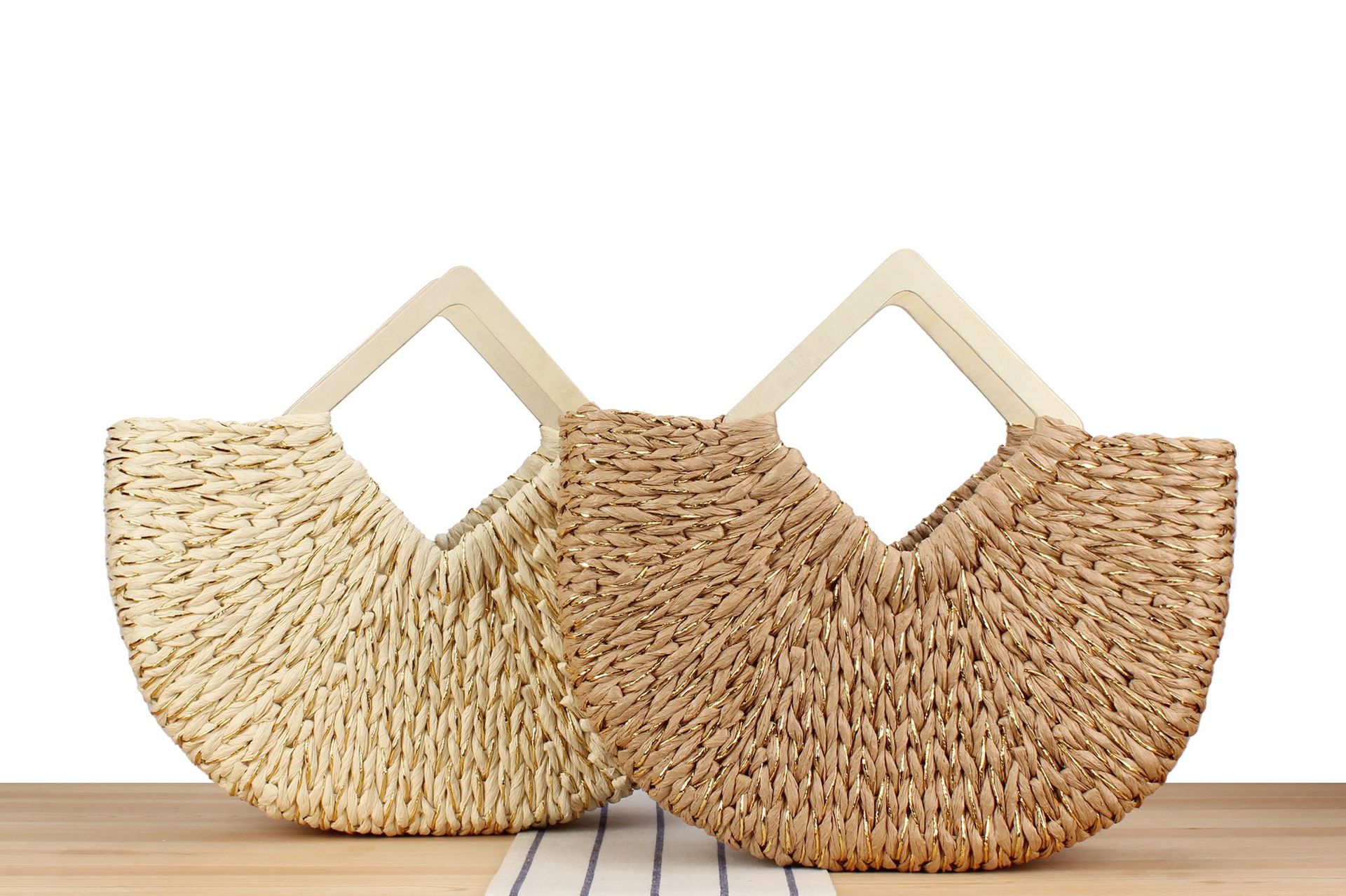 Women's Large Paper String Solid Color Vacation Beach Weave Open Straw Bag display picture 1