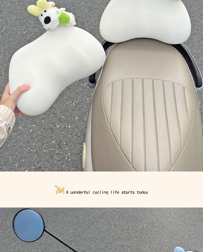 Electric scooter head protection pad, a creative and practical solution to prevent bumps and collisions for children during rides; includes a soft headrest and a rear waist support cushion
