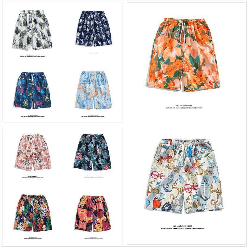 Hawaiian Beach Pants Men's Summer New Hong Kong Style Loose Casual Home Shorts Korean Style Seaside Couple's Pants