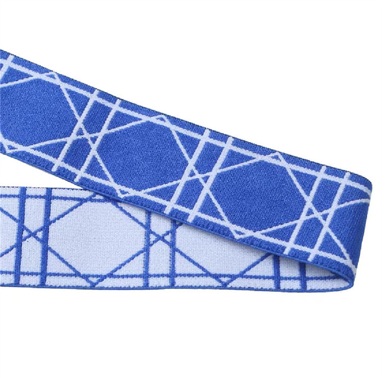橙色底护腰贴肤牛筋带4厘米方格尼龙松紧带 蓝面白底橡筋弹力带