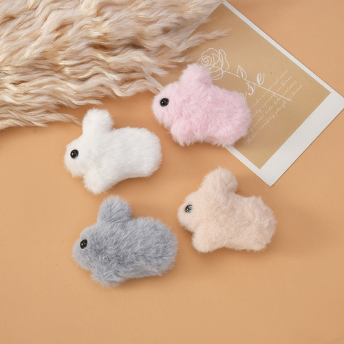 Colorful cotton-filled rabbit doll DIY plush brooch rabbit hair accessories key chain pendant jewelry accessories wholesale