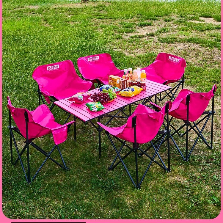 Outdoor Folding Table and Chair Set, Moon Chair, Portable Set for Picnic and Camping, Complete Set of Equipment for Home and Outdoor Use