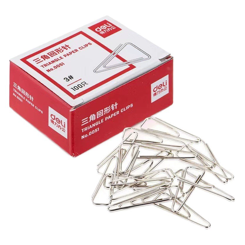 Deli 0050/0051 скрепки студенческие офисные бухгалтерские хранения удлиненные скрепки одиночные 50 мм100 штук