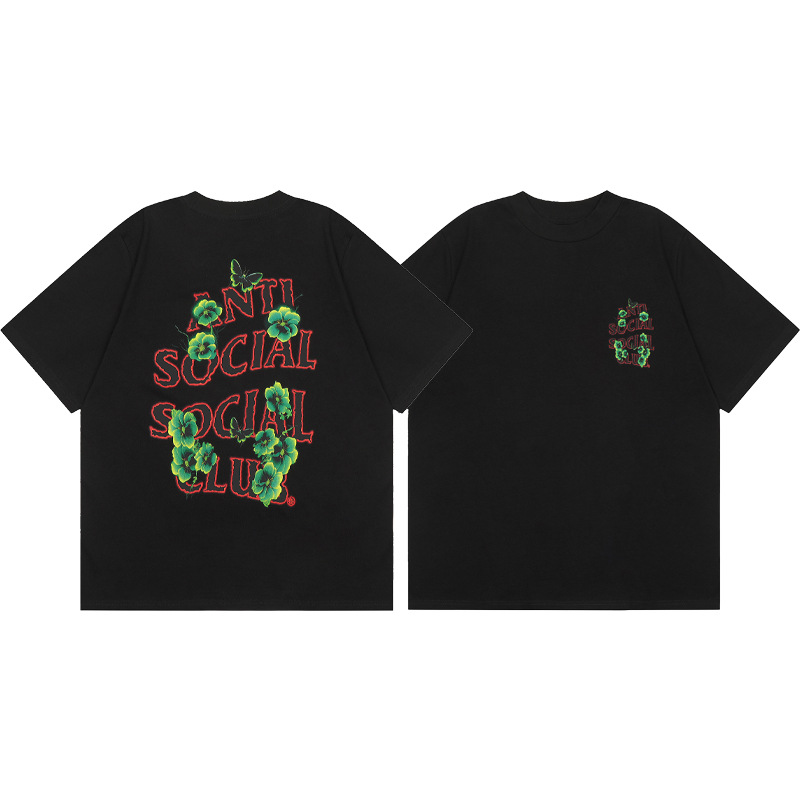 Versión correcta ASSC Club de dibujos animados relámpago impresión conjunta cuello redondo de los hombres Jersey pareja manga corta Camiseta moda