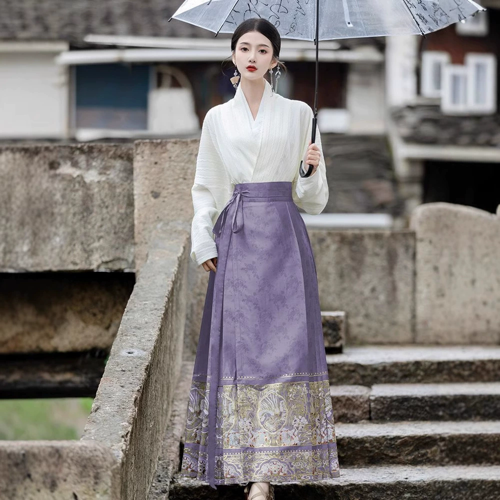 Purple Hanfu, set, long skirt, Chinese style, high-quality style