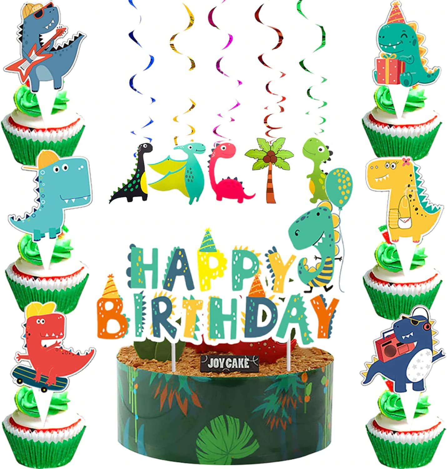 Birthday Cute Cartoon Letter Dinosaur Paper Party Hanging Ornaments Banner Balloons display picture 4