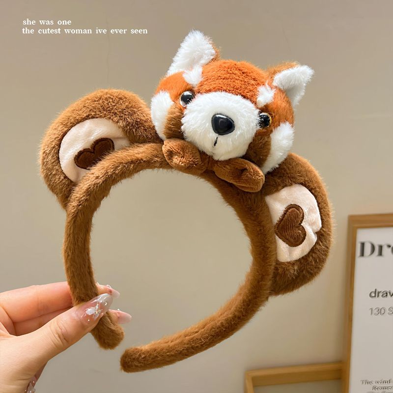 かわいいアライグマのヘッドバンド、クリエイティブな漫画のヘッドバンド、動物園の洗顔と写真撮影のヘアピン、ぬいぐるみのレッサーパンダの面白いヘッドバンド|undefined