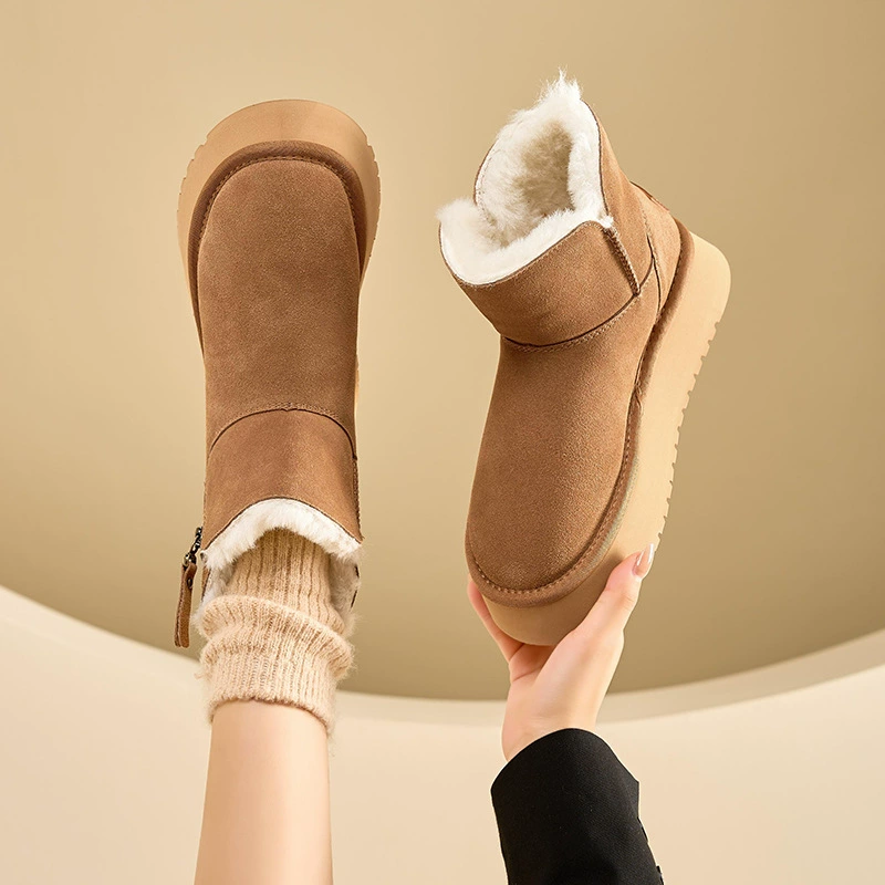 August Shideng снегоступы женские 2024 новые зимние толстые наружные хлопчатобумажные туфли повседневные два носить короткие сапоги