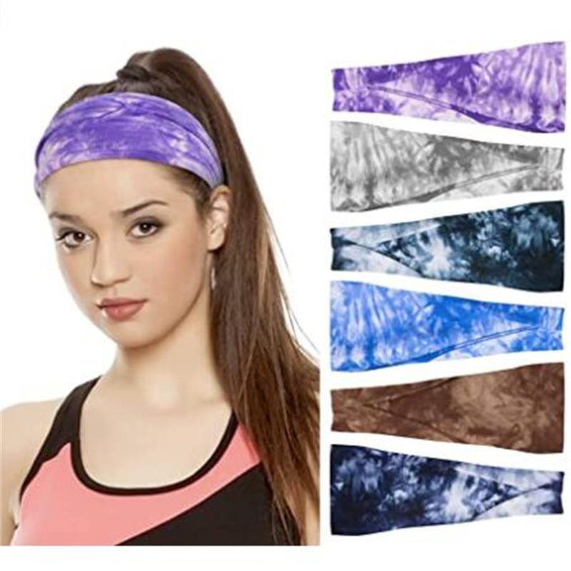 欧美跨境新款时尚扎染布艺交叉发带发饰女士瑜伽跑步运动发带批发