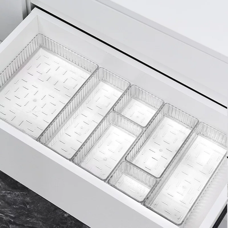 Desktop storage box acrylic transparent drawer with removable dividers for cosmetics and classification