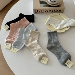 春秋襪子白色短襪男女運動襪低幫百搭款學院風橡筋純色學生短筒襪