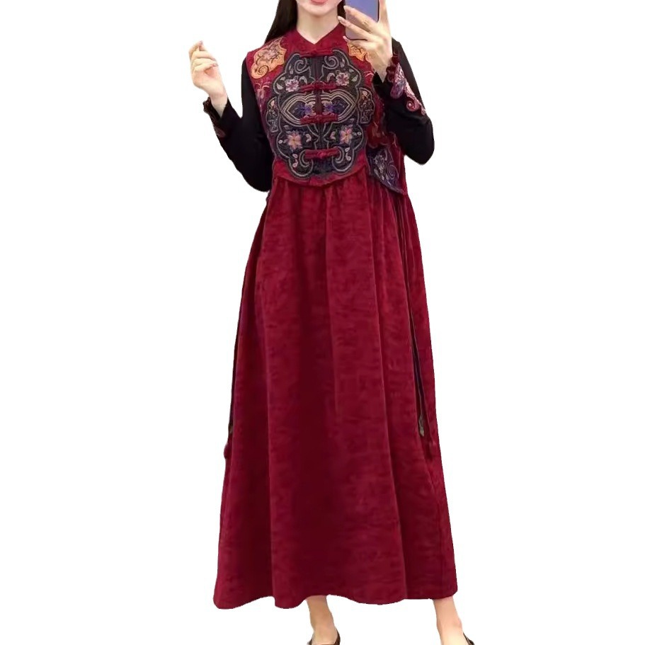 Autumn ethnic sleevless dress