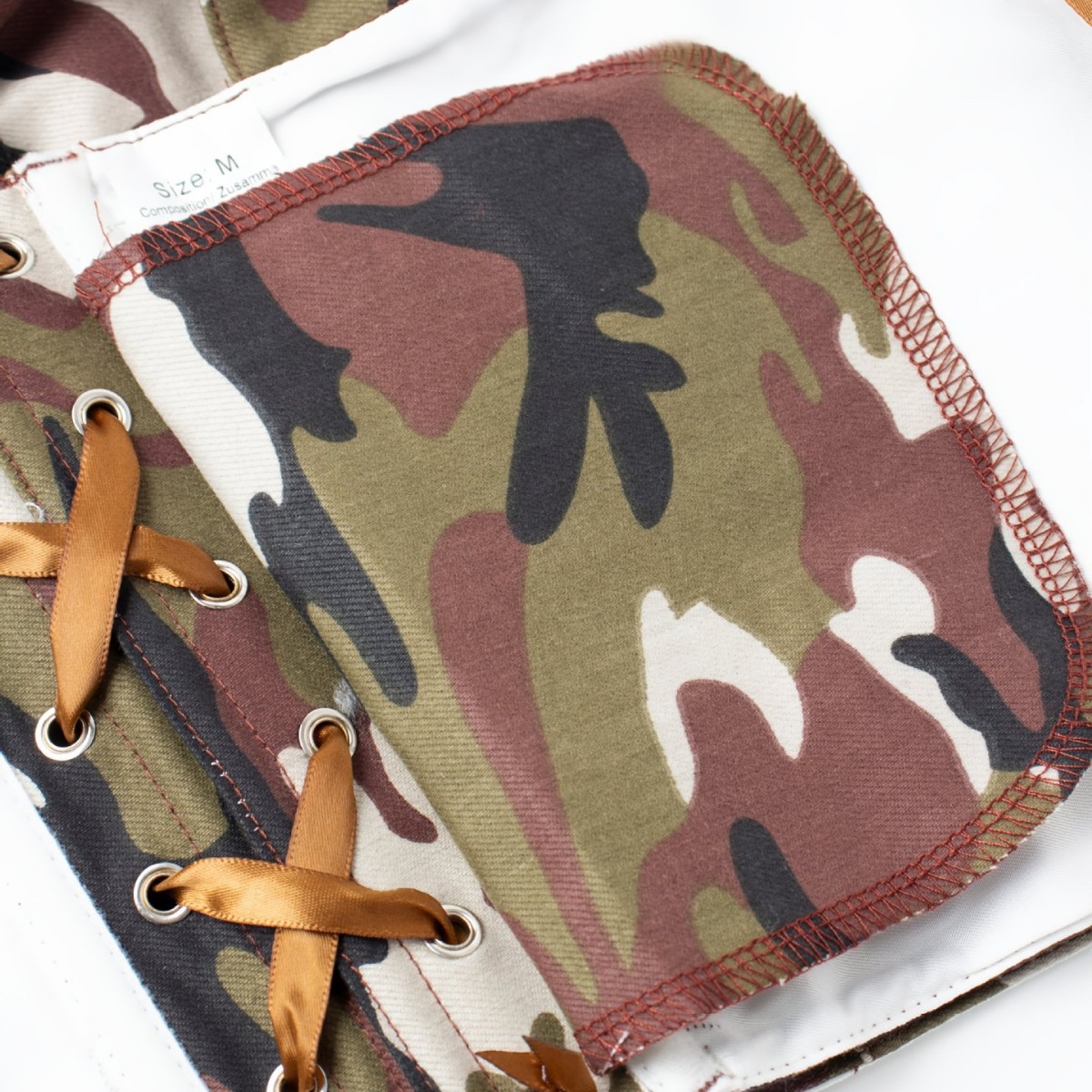 Nuevo camuflaje vestido de plástico correa de hombro ajustable damas pechos reúnidos abrazadera chaleco abrazadera