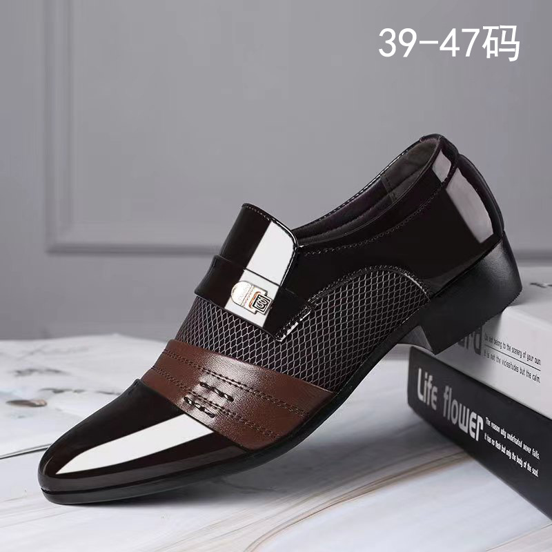 [One Free of Mail] Nuevos zapatos de cuero brillante transfronterizos zapatos casuales de hombre zapatos de negocios zapatos de hombre de espejo de tamaño grande