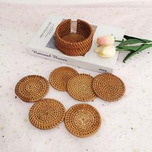 批发越南藤编杯垫隔热垫圆形餐桌垫桌面茶几垫秋藤西餐垫茶具配件