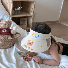 兒童防曬帽女童空頂帽男孩夏季遮陽帽可愛卡通寶寶防紫外線太陽帽